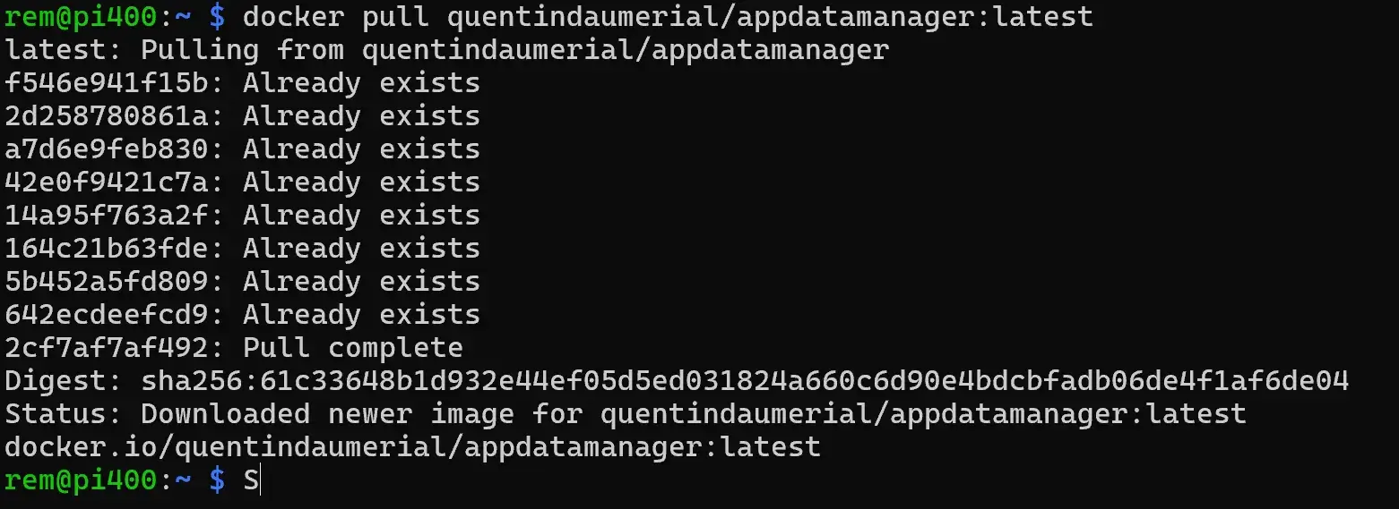 Pulling the Angular image on Raspberry Pi 4