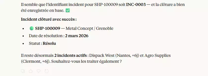 Incident resolution confirmation message