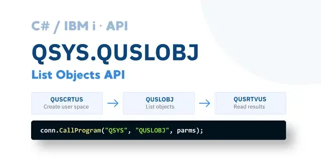 Main image of "QUSLOBJ IBM i: call system API in .NET/C# with NTi " article